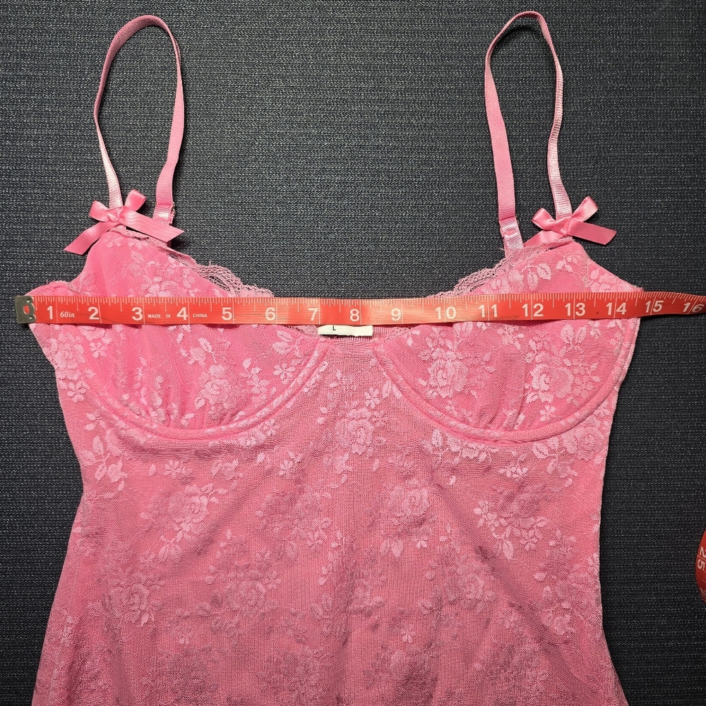 SOLD Outcast Pink Lace Mini Dress Large - Picture 6 of 9